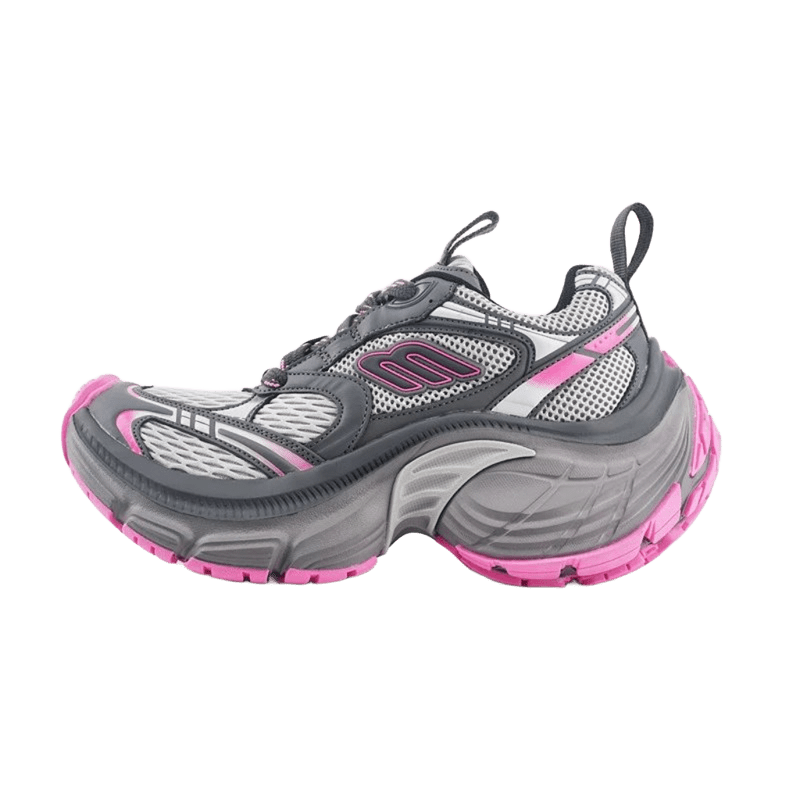 Balenciaga Grey Pink Chunky Sneakers, Unisex Breathable Mesh