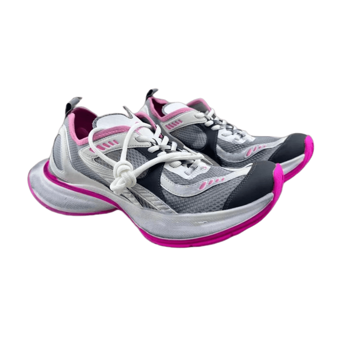 Balenciaga Grey Pink Mesh Leather Chunky Dad Sneakers