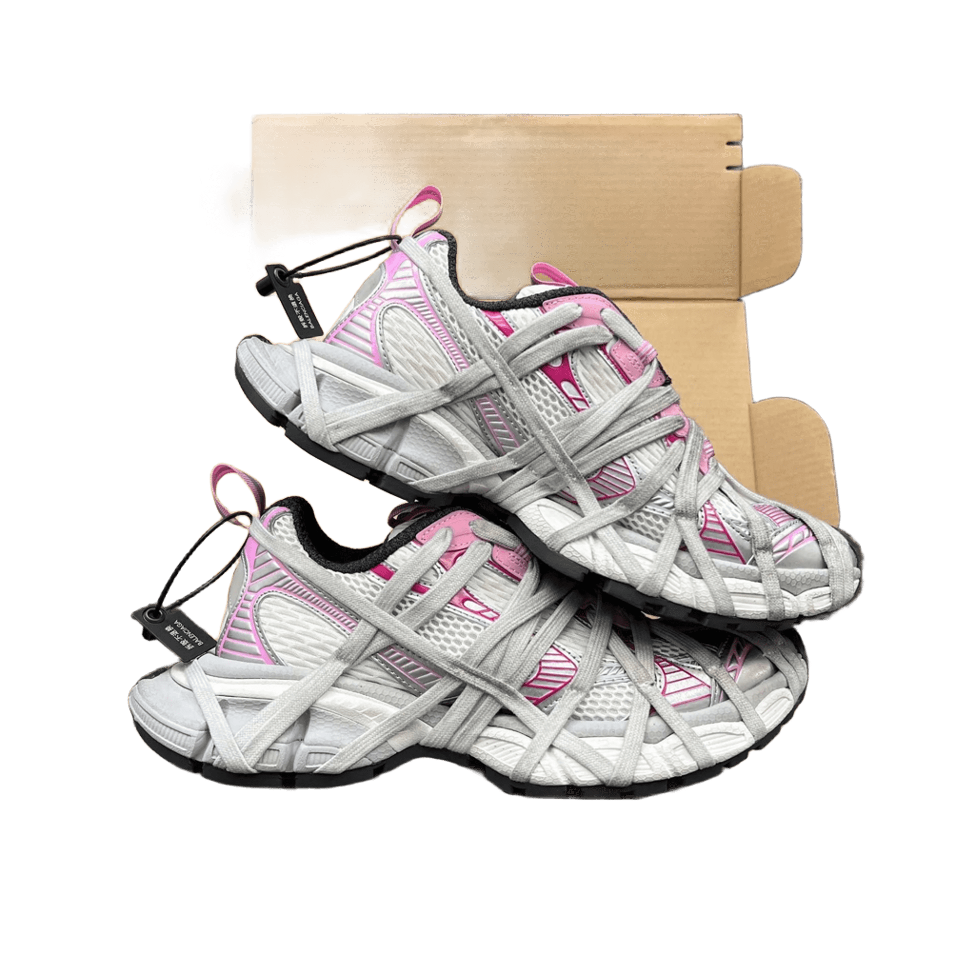 Balenciaga Grey Pink Sneakers, Breathable Mesh, Unisex Street Fashion