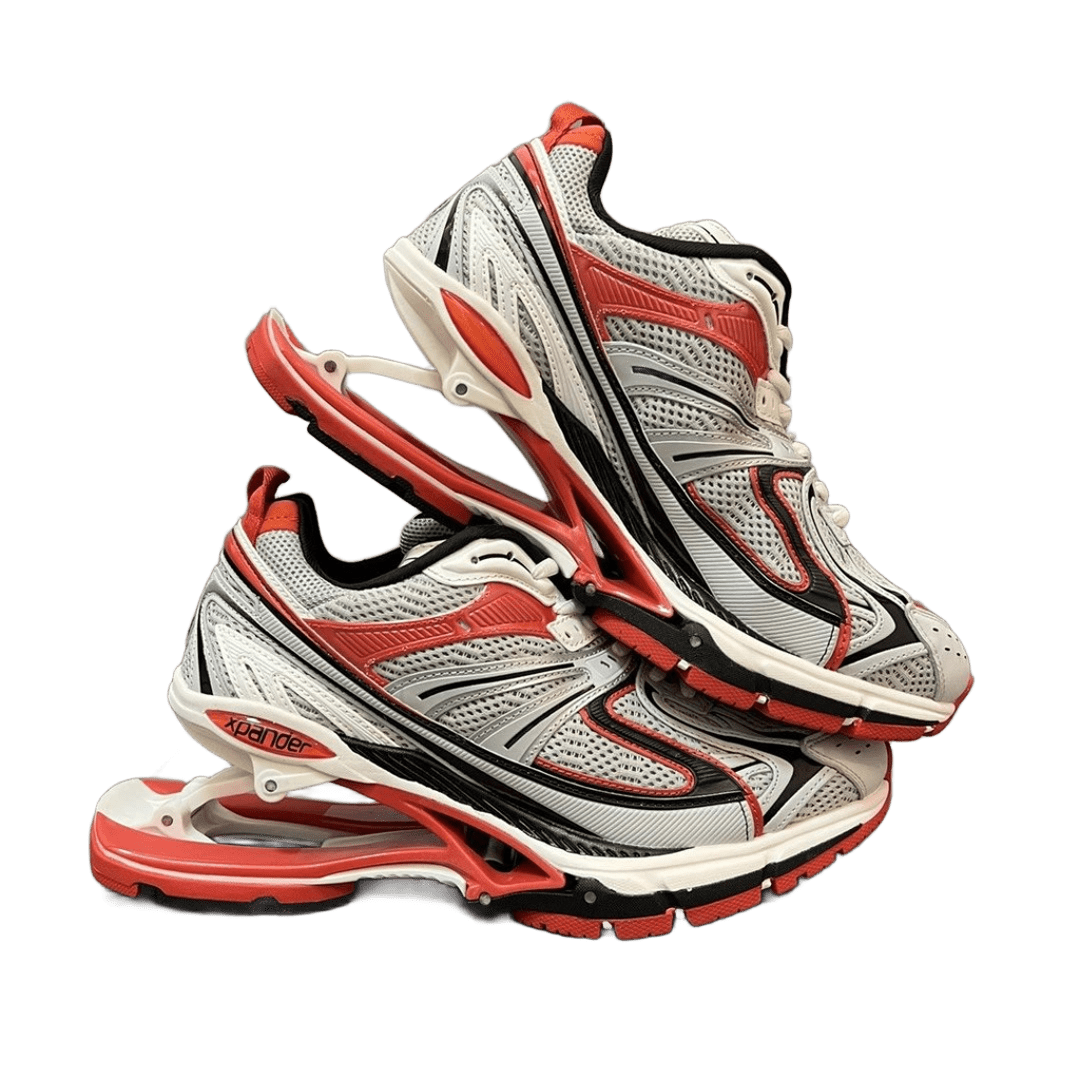 Balenciaga Grey White Red Mesh Tech Sneakers Unisex