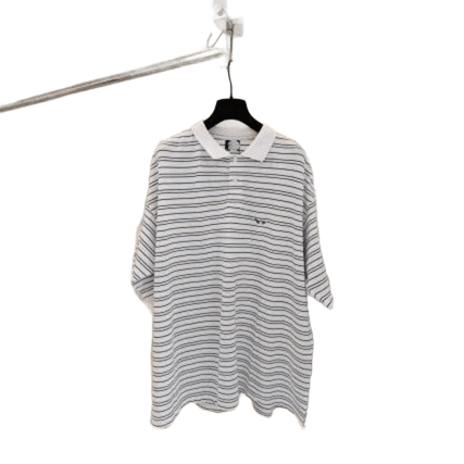 Balenciaga Grey White Stripe Cotton T-Shirt, Unisex