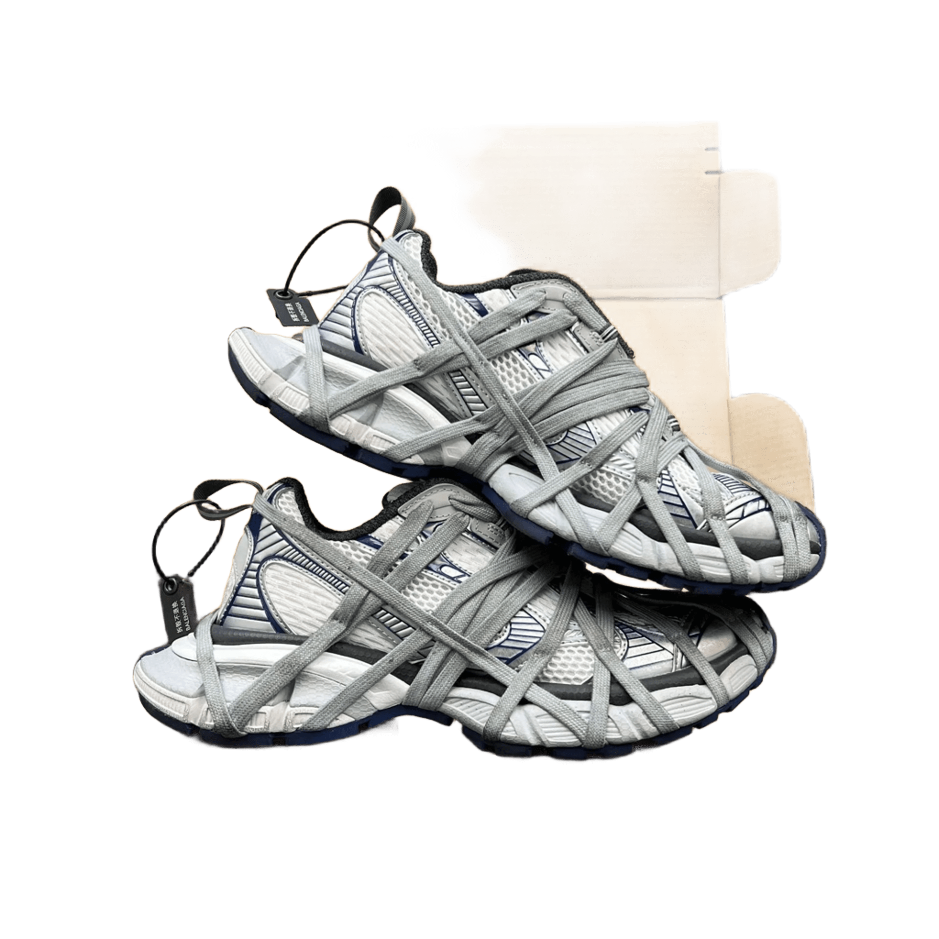 Balenciaga Grey White Wrap-Around Breathable Mesh Sneakers