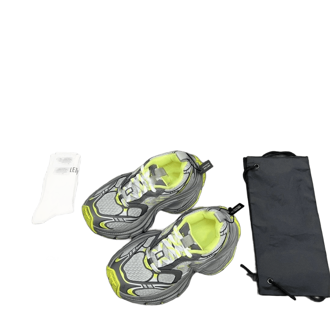 Balenciaga Grey Yellow Chunky Sneakers, Unisex Streetwear