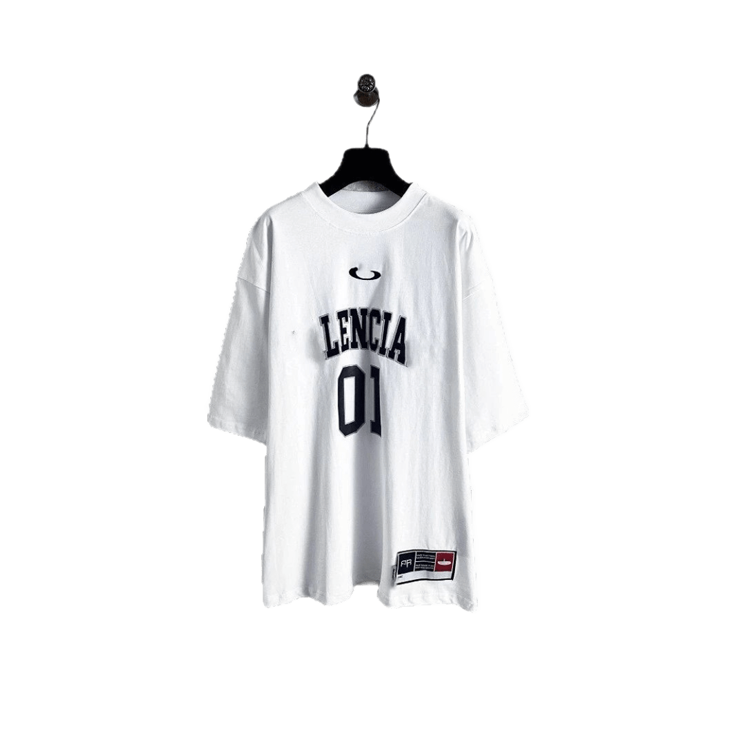 Balenciaga LENCIA 01 White Cotton T-Shirt Unisex Streetwear