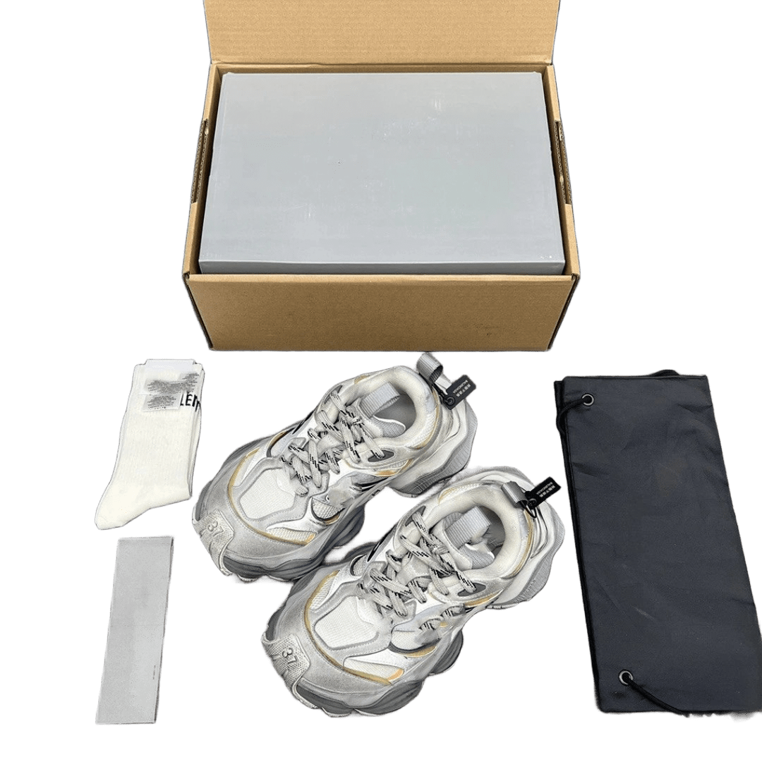 Balenciaga Light Gray Chunky Sneakers, 90s Retro Unisex Shoes