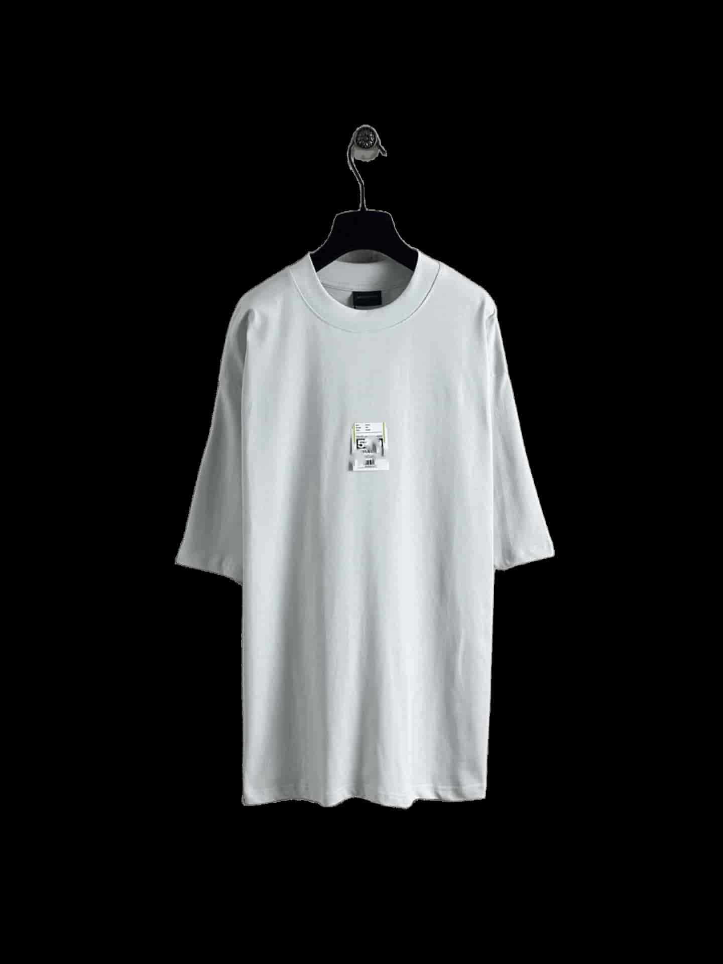 Balenciaga Light Grey Cotton T-Shirt with Chest Patch