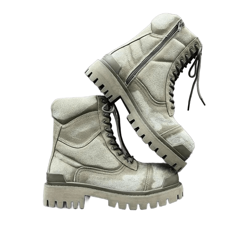 Balenciaga Light Grey Suede High-Top Zip Boots Unisex