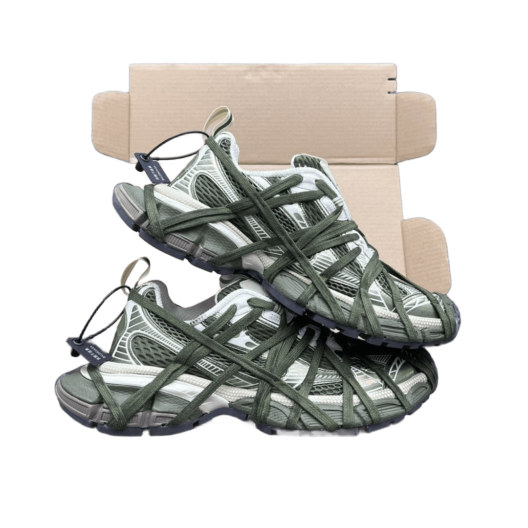 Balenciaga Olive Green Mesh Sneakers, Strappy Unisex Design