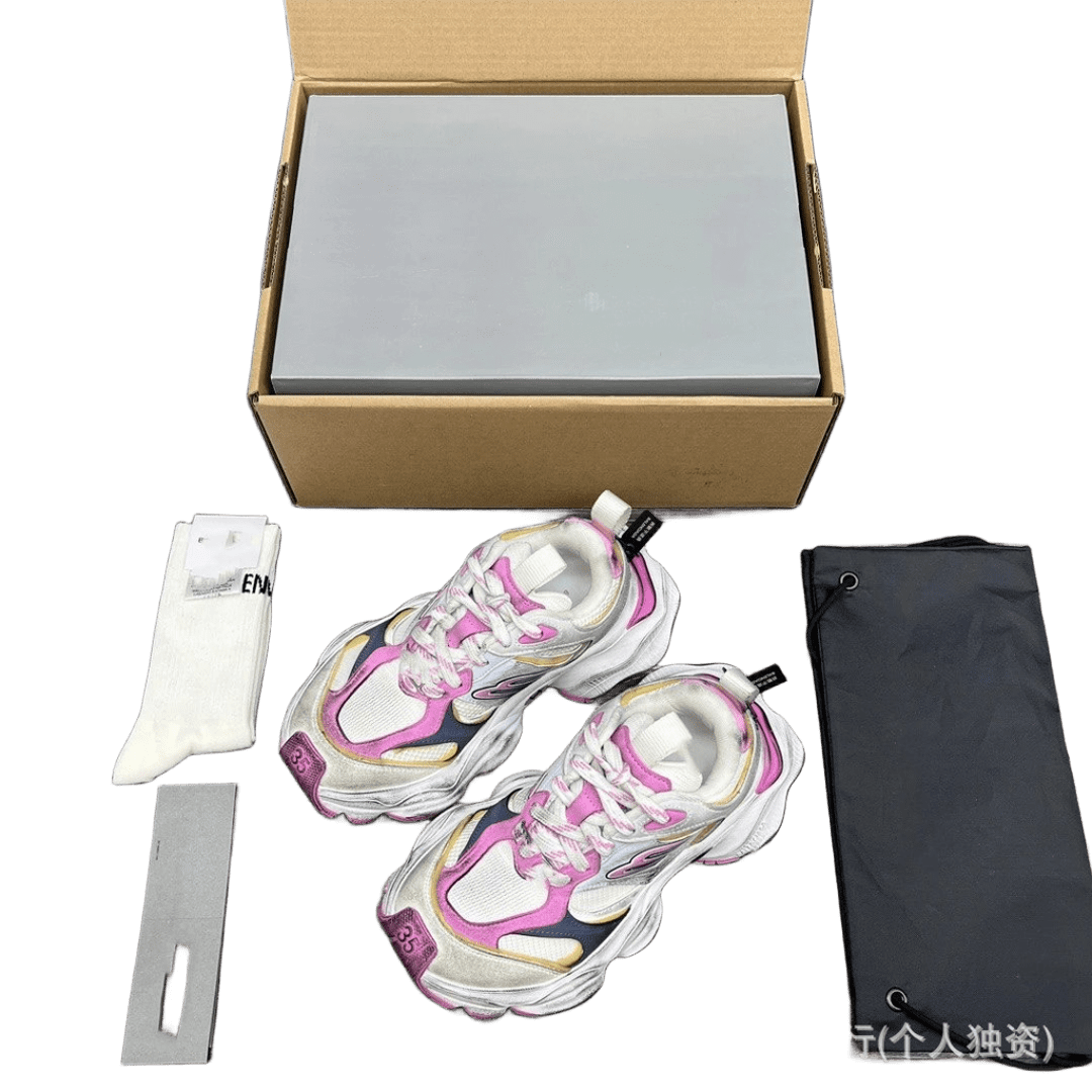 Balenciaga Pink White Patchwork Chunky Sneakers Unisex
