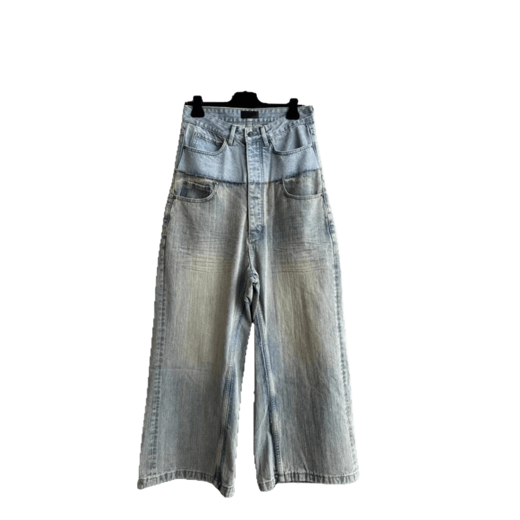 Balenciaga Retro Patchwork Light Blue Wide-Leg Jeans