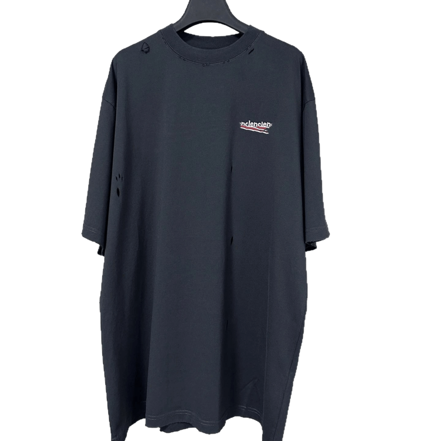 Balenciaga Ripped Cotton T-Shirt: Unisex Black Streetwear