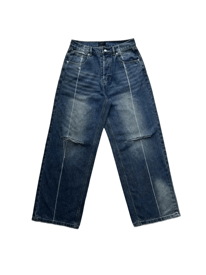 Balenciaga Ripped Dark Blue Loose Fit Jeans, Unisex