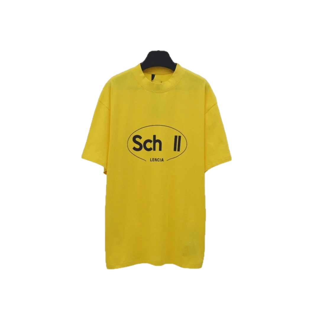 Balenciaga Sch II Yellow Cotton Unisex T-Shirt, Logo Print