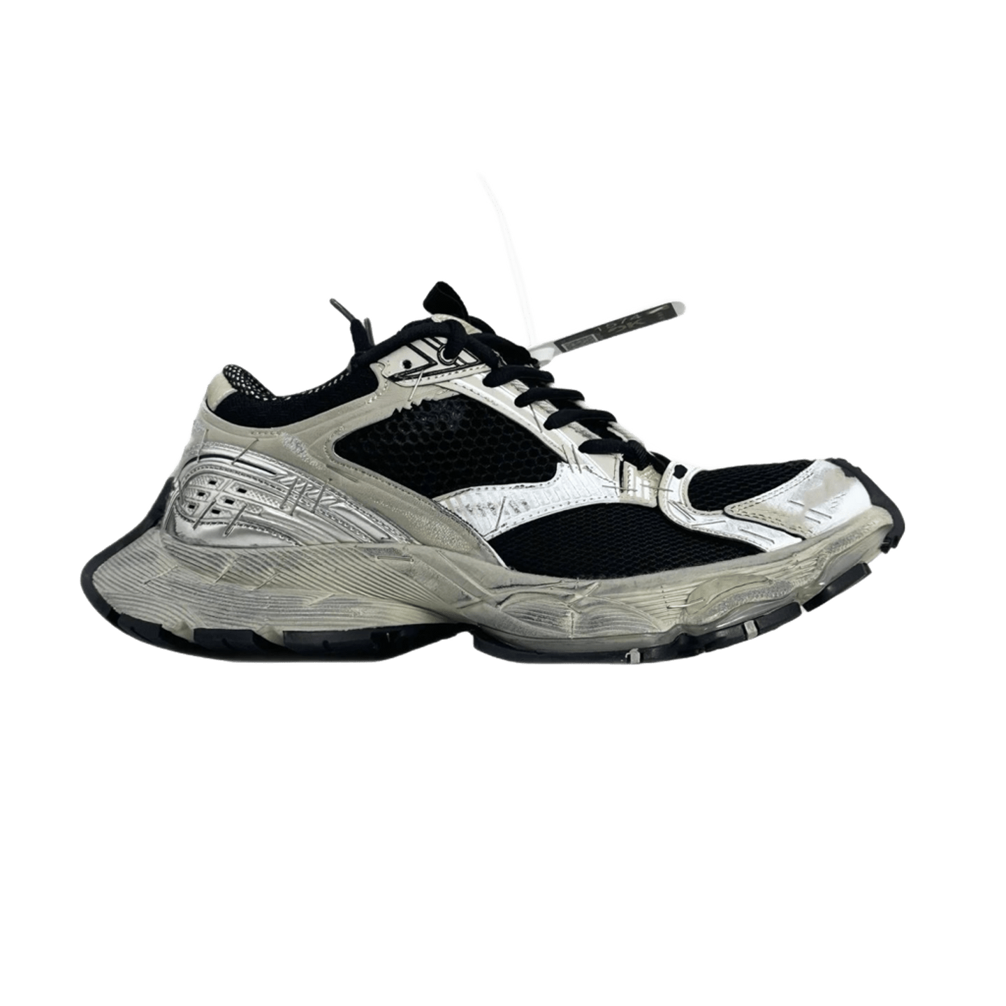 Balenciaga Silver Black Mesh Leather Chunky Sneakers Unisex