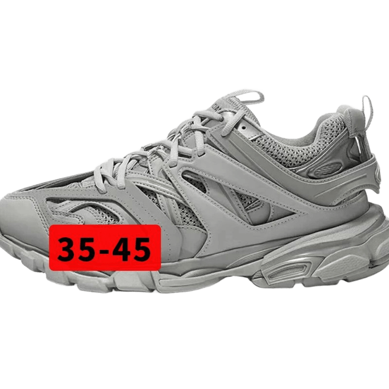 Balenciaga Silver-Gray Leather Mesh Dad Shoes Unisex