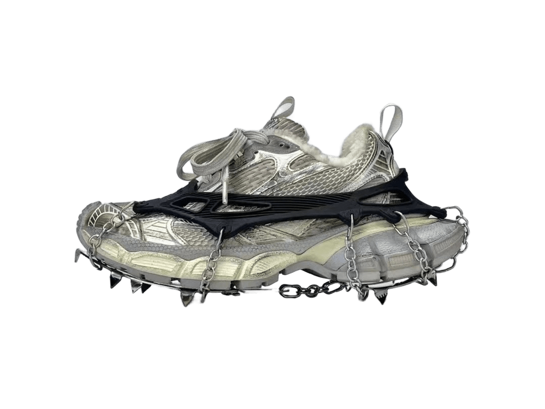 Balenciaga Silver Spike Chain Sneakers, Unisex Streetwear