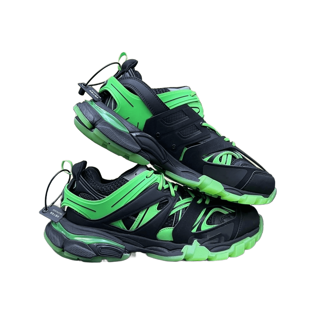 Balenciaga Track Black Green Mesh Leather Unisex Sneakers