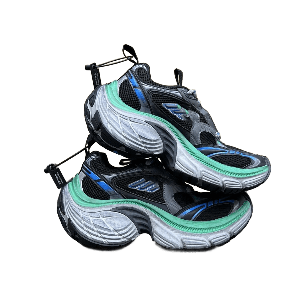 Balenciaga Triple S Black Grey Blue Green Mesh Chunky Sneakers