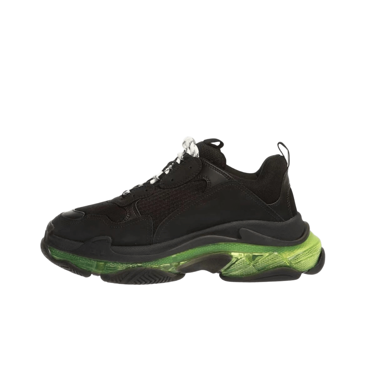 Balenciaga Triple S Black Leather Chunky Sole Unisex Sneakers