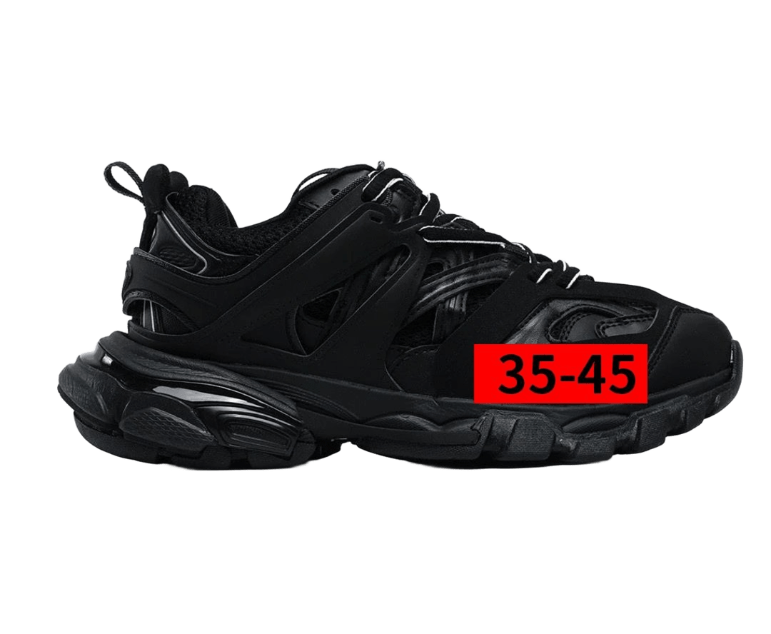 Balenciaga Triple S Black Leather Mesh Sneakers Unisex