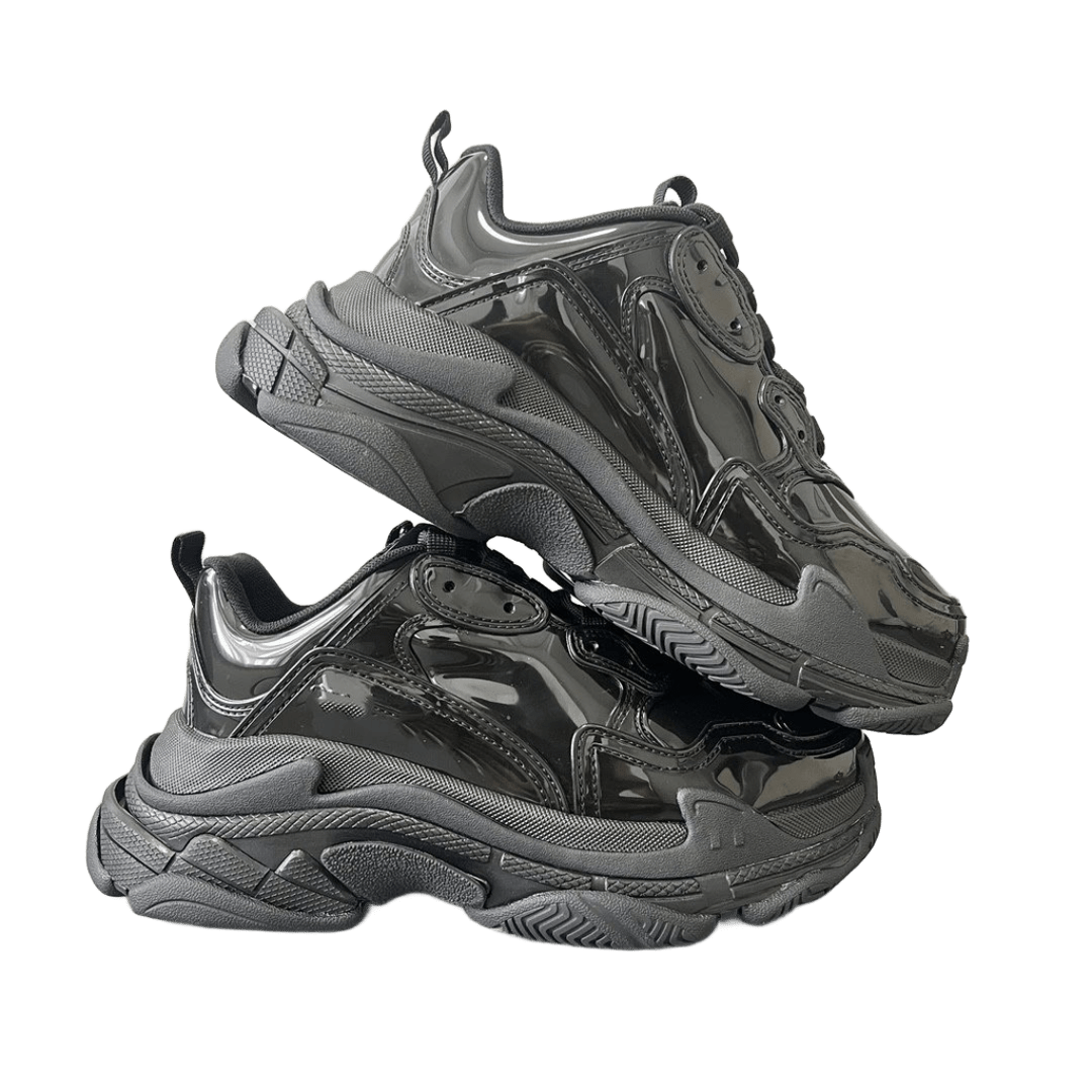 Balenciaga Triple S Black Leather Textile Chunky Sneaker