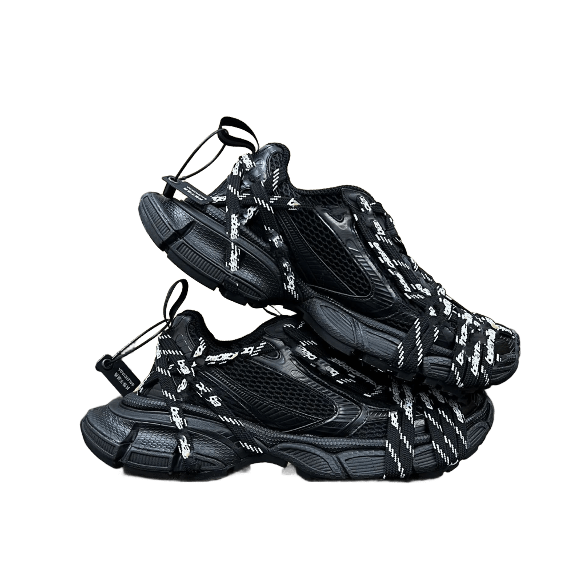Balenciaga Triple S Black Mesh Leather Chunky Sneakers