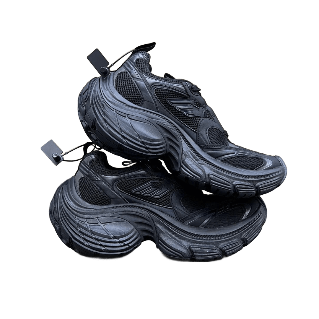 Balenciaga Triple S Black Mesh Leather Chunky Sneakers