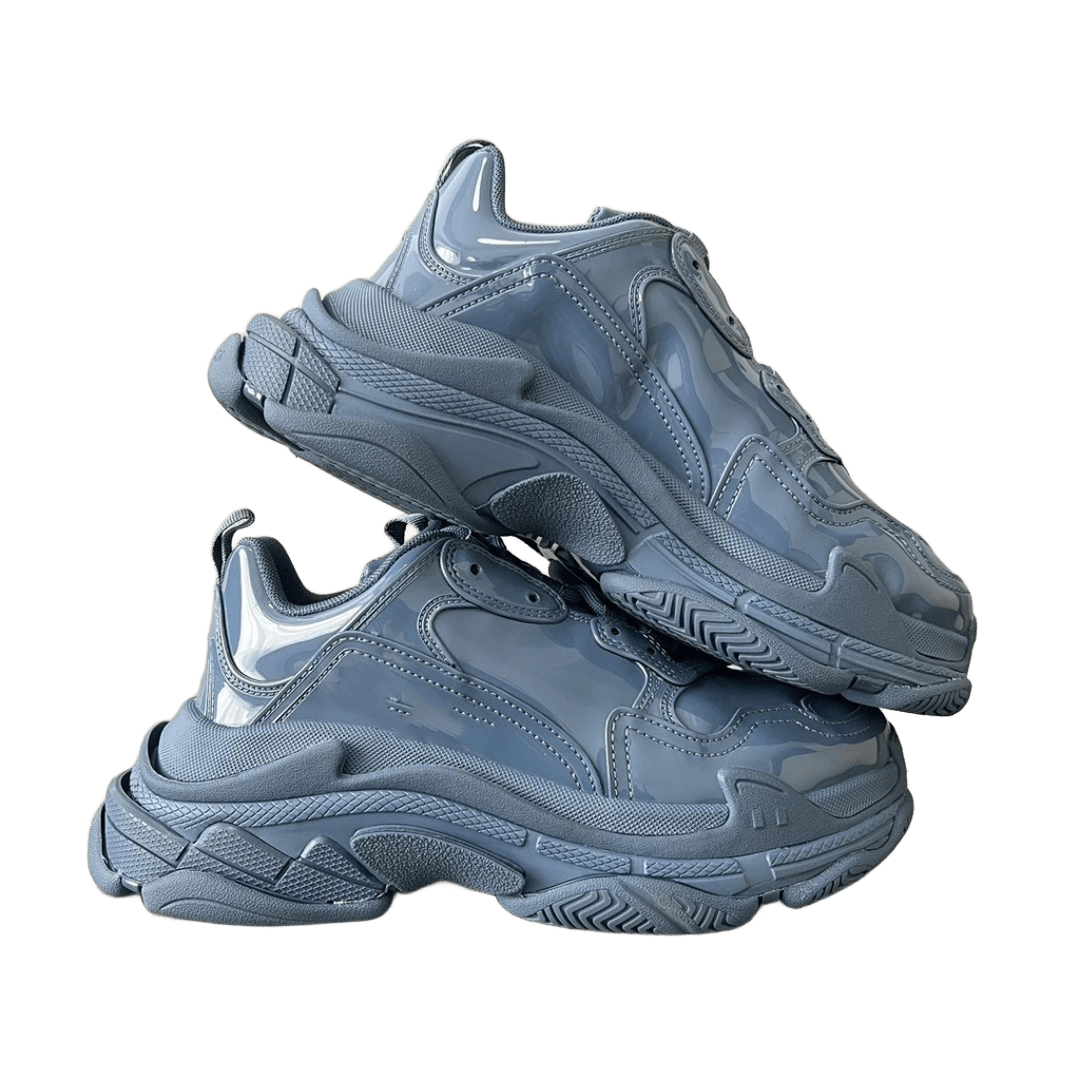 Balenciaga Triple S Light Blue Leather Chunky Sneakers Unisex