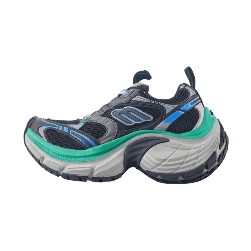 Balenciaga Triple S Retro Black Grey Blue Green Mesh Leather Sneakers