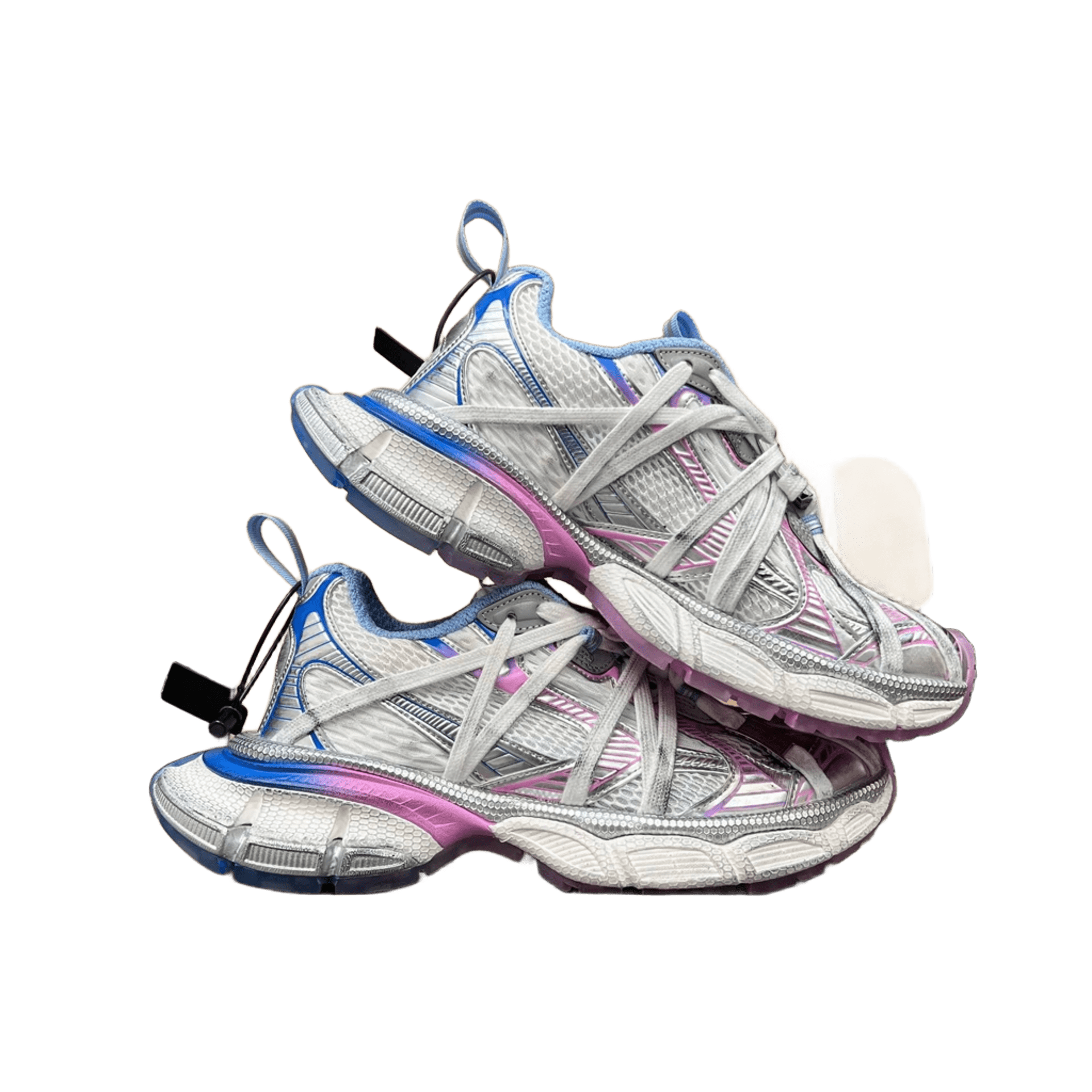 Balenciaga Triple S Silver Purple Blue Mesh Leather Unisex Sneakers