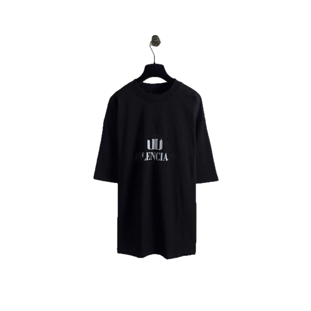 Balenciaga Unisex Black Cotton Logo T-Shirt, Streetwear