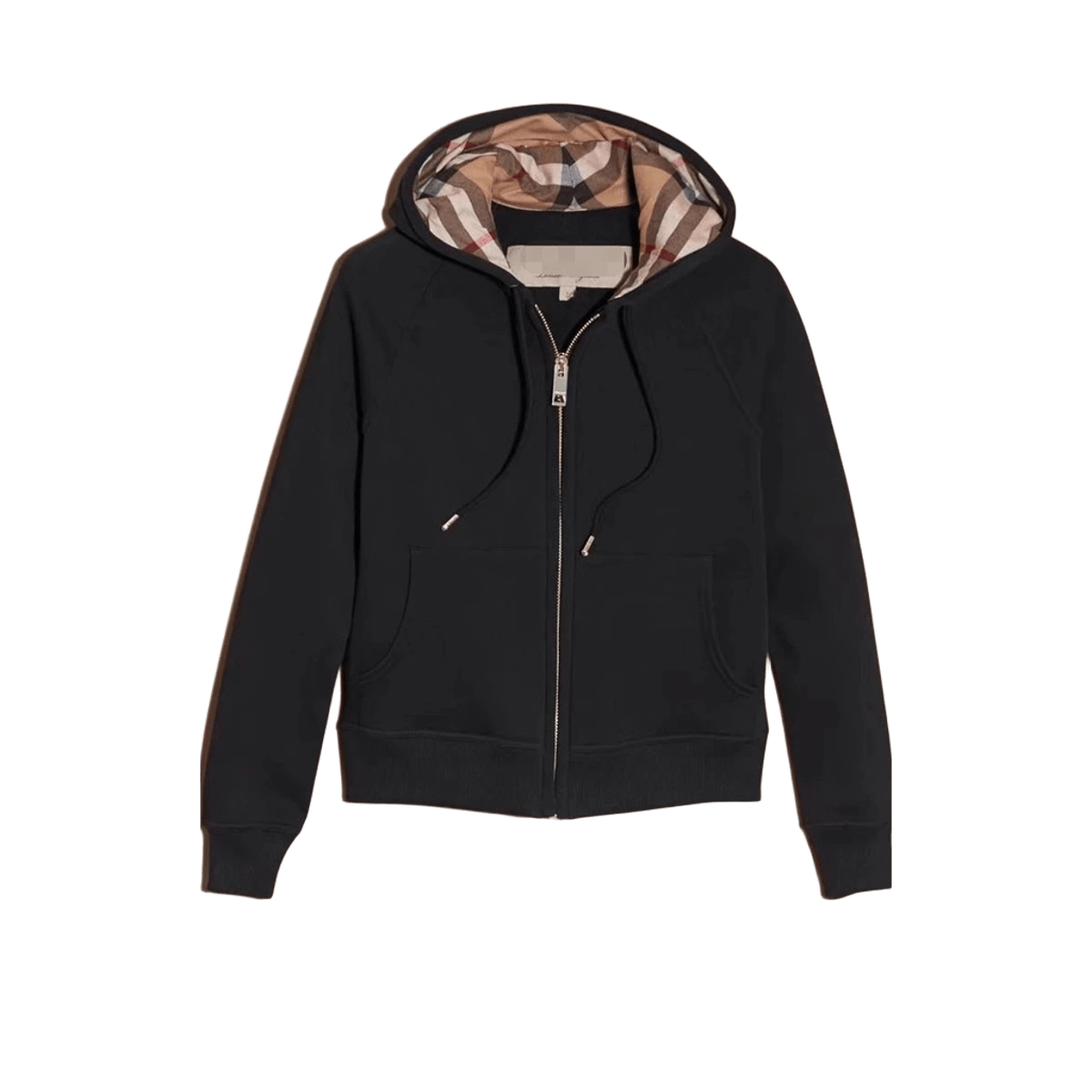 Balenciaga Unisex Black Cotton Plaid-Lined Hoodie