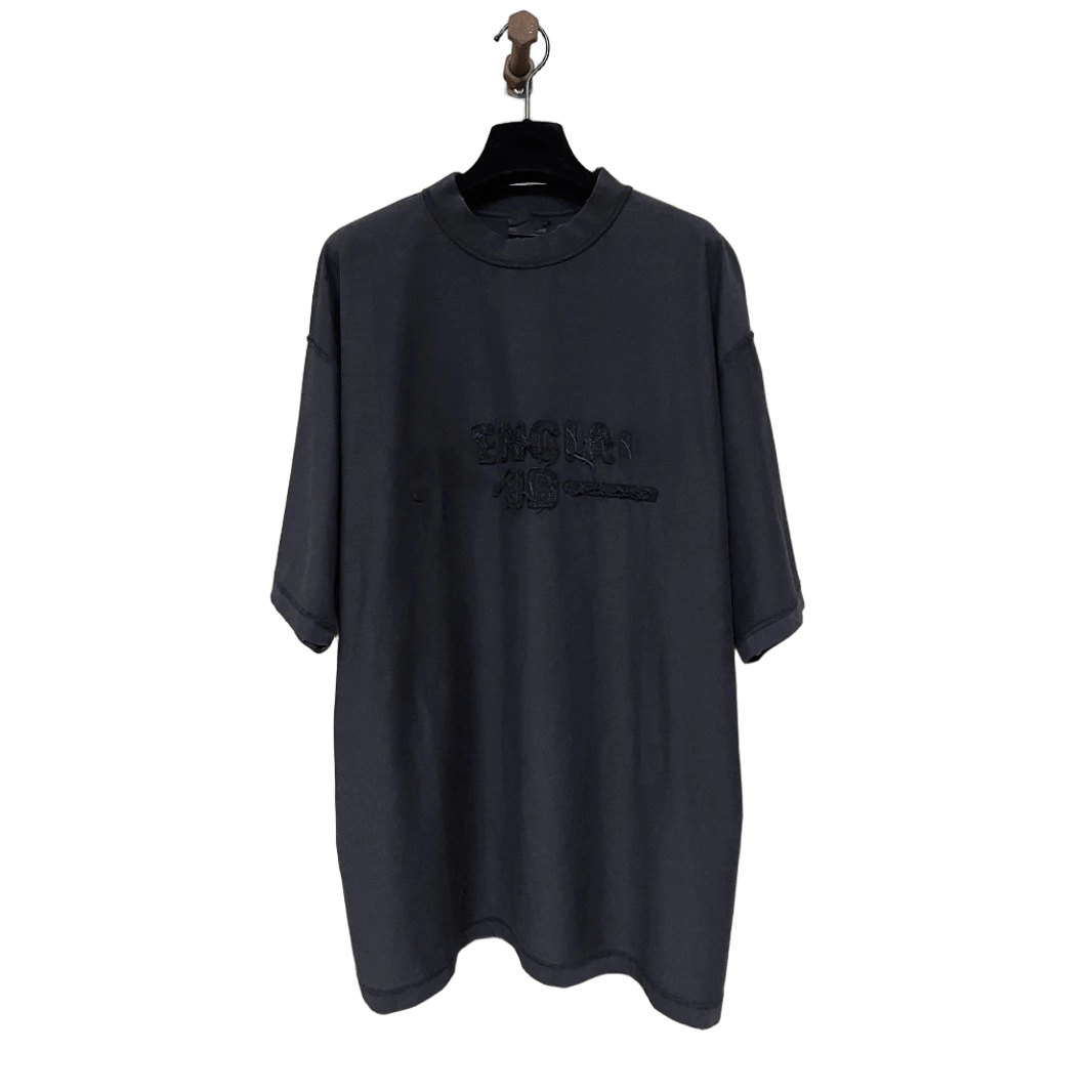 Balenciaga Unisex Black Cotton T-Shirt | 3D Embroidery