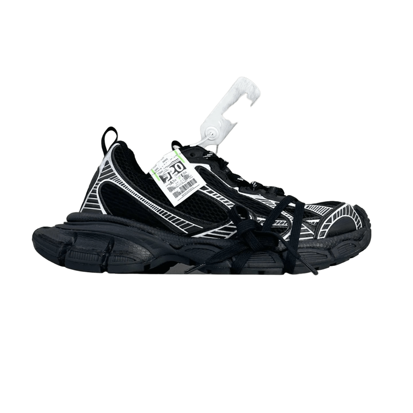 Balenciaga Unisex Black White Mesh Leather Chunky Sneakers