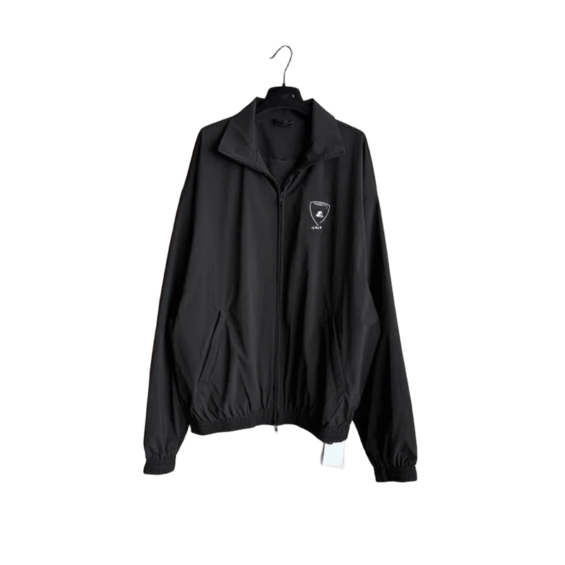Balenciaga Unisex Black Windproof Coat, Minimalist Logo