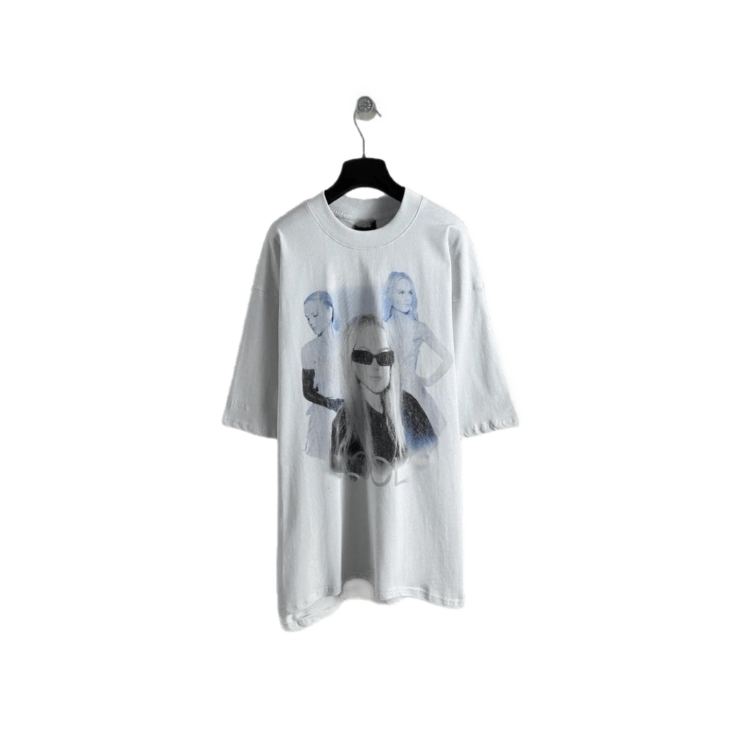 Balenciaga Unisex White Cotton Graphic T-Shirt Streetwear