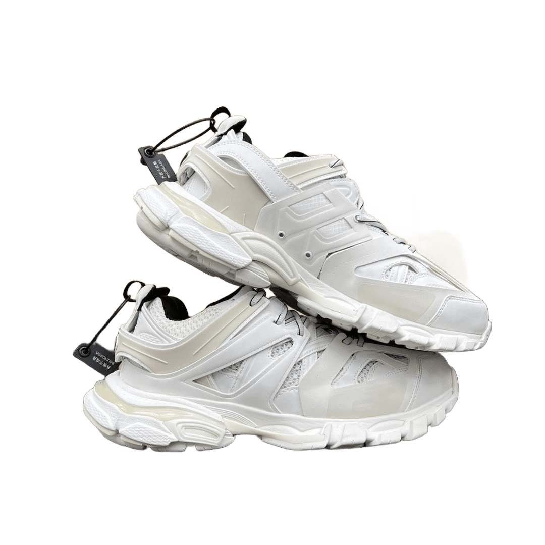 Balenciaga White Deconstructed Leather & Mesh Sneakers