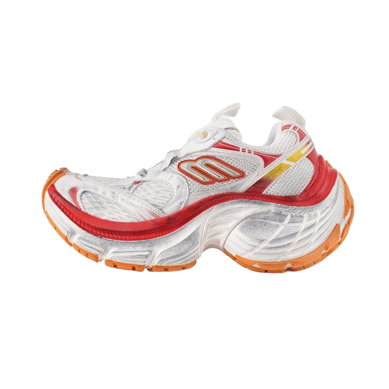 Balenciaga White Red Chunky Sneakers, Mesh Unisex