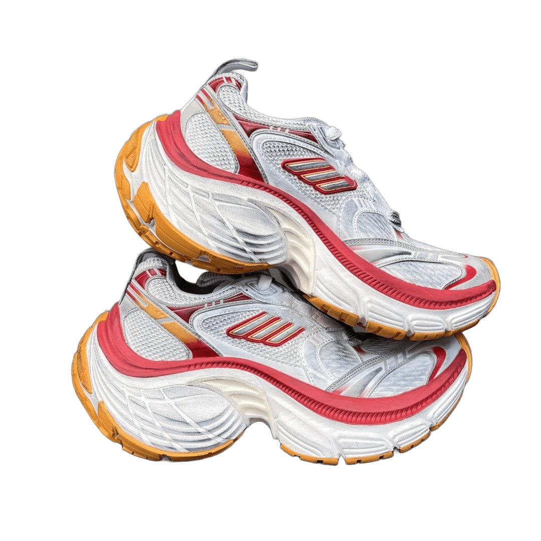 Balenciaga White Red Mesh Dad Shoes Wave Sole Unisex