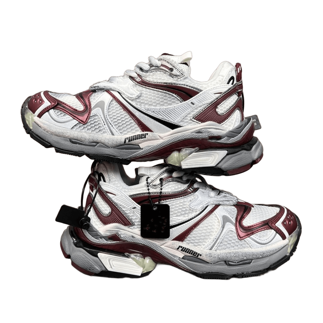 Balenciaga White Red Mesh Unisex Sneakers Avant-Garde