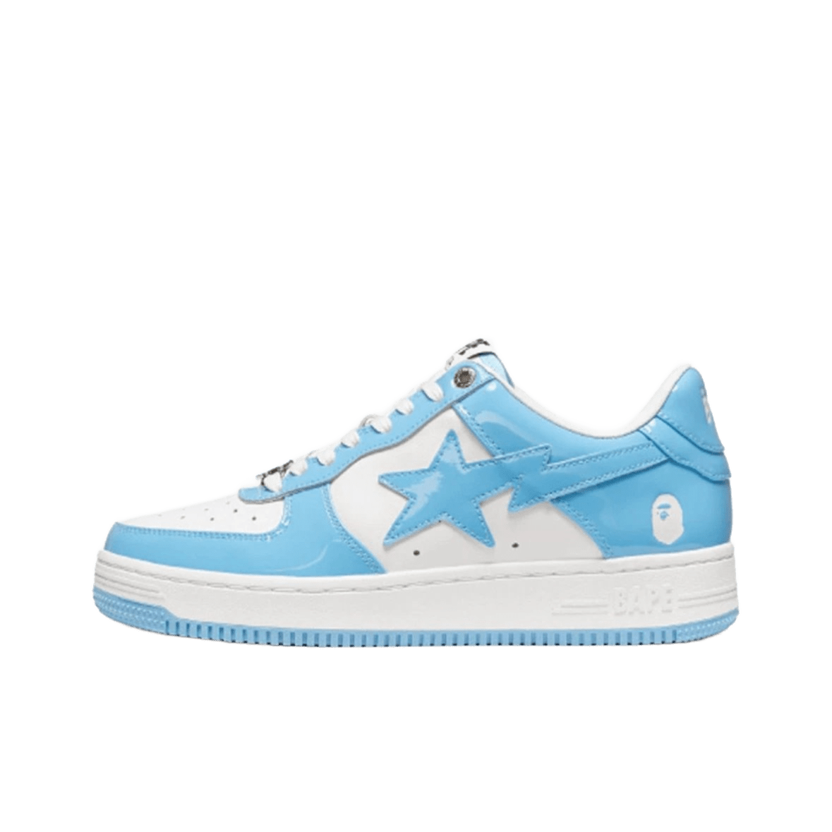 Bape 90s Blue & White Leather Sneakers: Unisex Streetwear