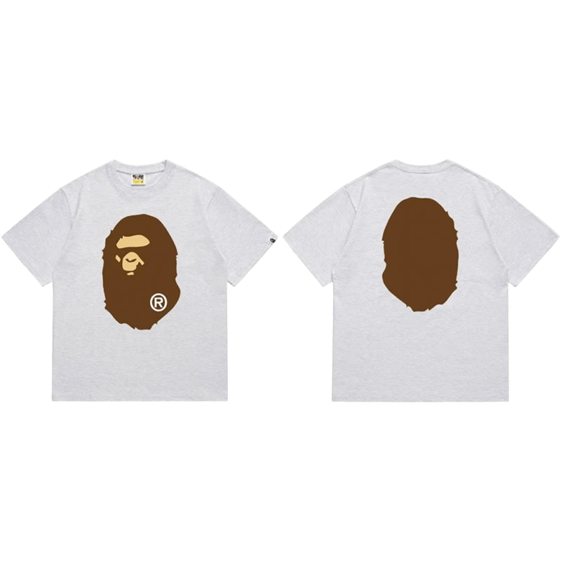 Bape '90s Light Grey Ape Head Unisex Streetwear Tee
