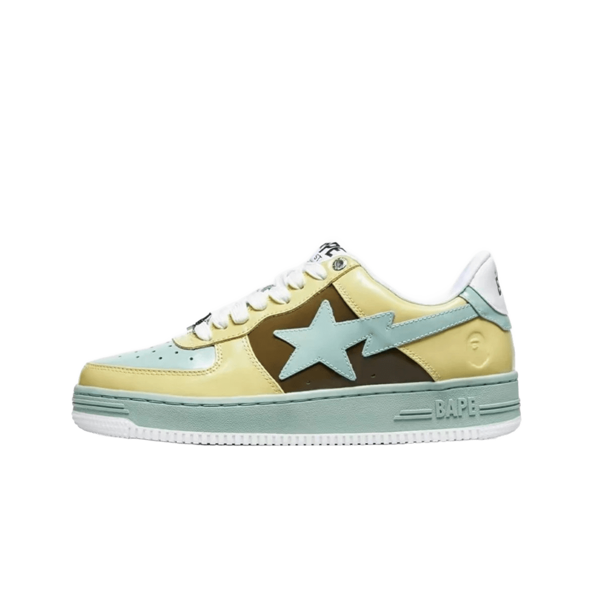 Bape 90s Unisex Color-Block Leather Sneakers with Star Motif