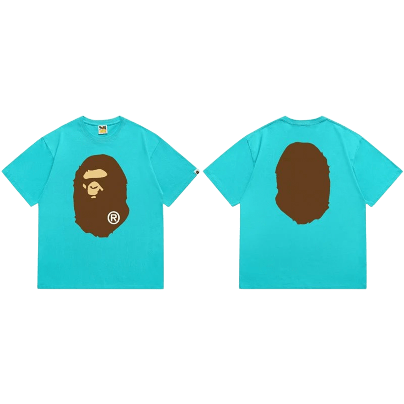 Bape Ape Head Blue Cotton Tee: 90s Streetwear Unisex