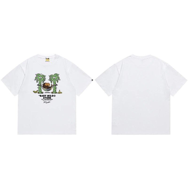 Bape Baby Milo White Cotton Tee: 90s Streetwear Unisex