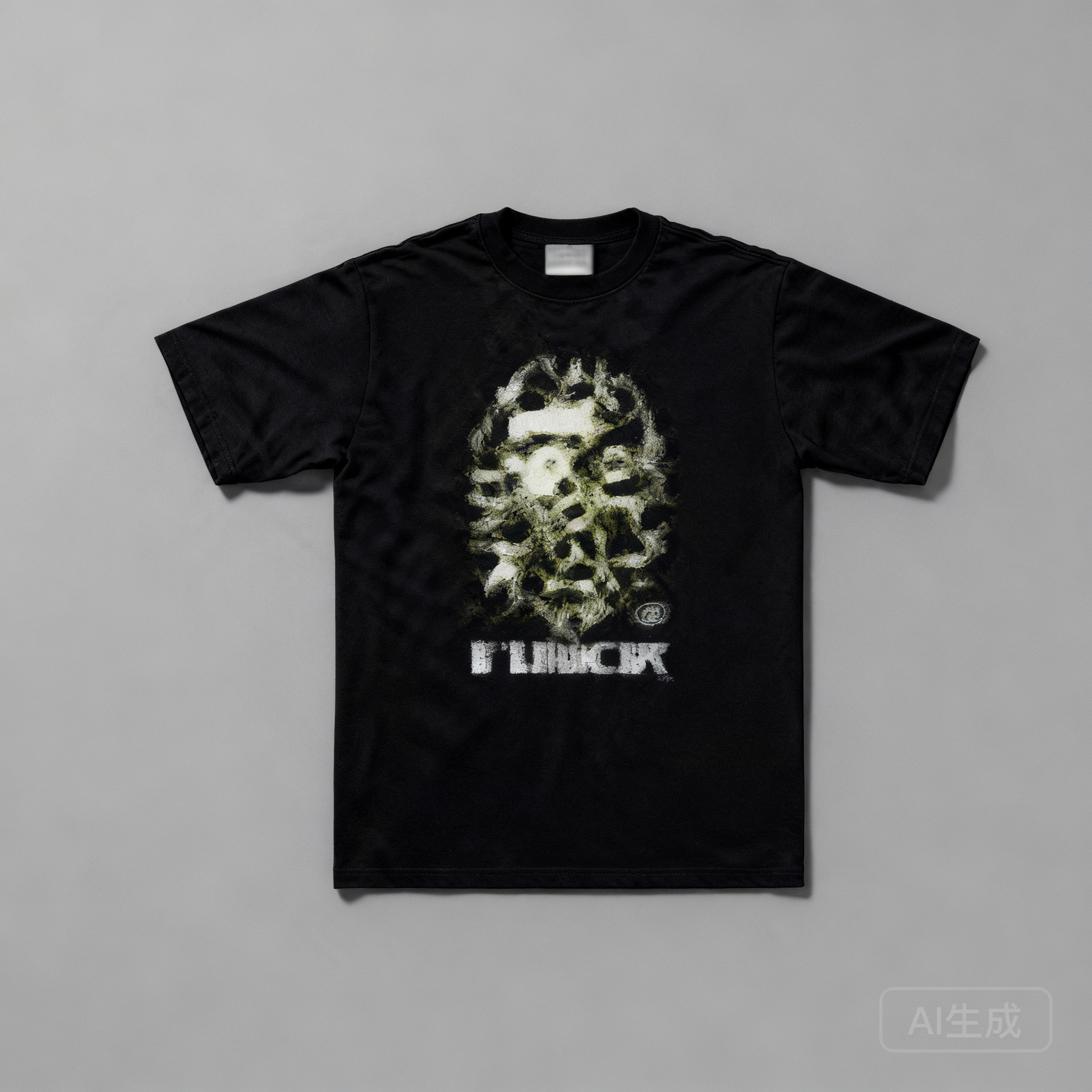 BAPE Black Cotton Crewneck Tee: Ape Camo Streetwear