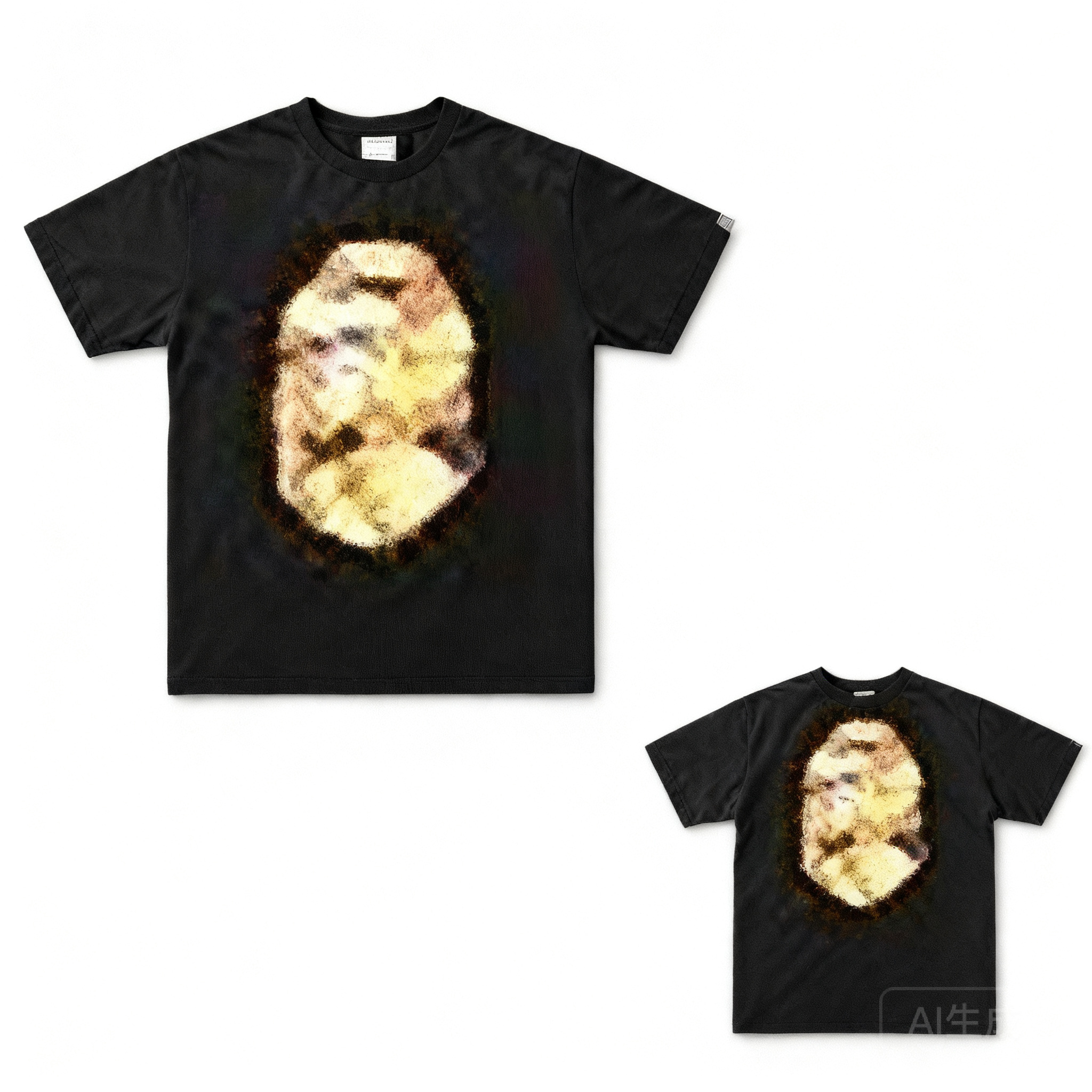 BAPE Black Cotton T-Shirt: Iconic Ape Head Logo, Unisex Streetwear