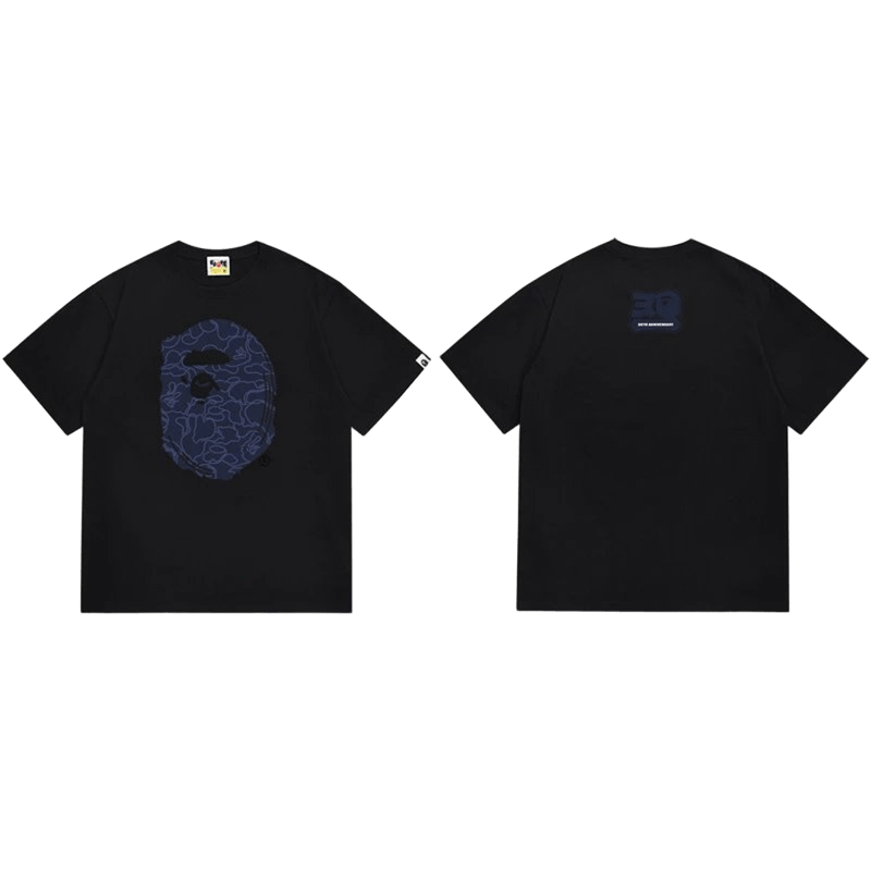 Bape Black Cotton T-Shirt: Unisex Streetwear with Iconic Camo
