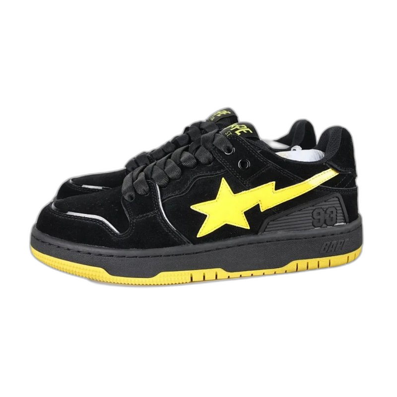 BAPE Black Suede Sneakers with Star & Lightning Design