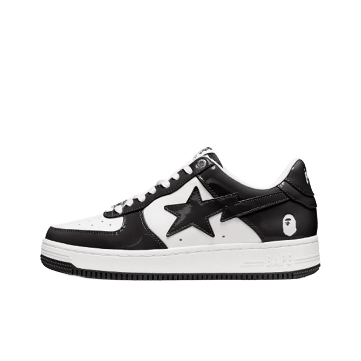 Bape Black & White Leather Sneakers: Street Style